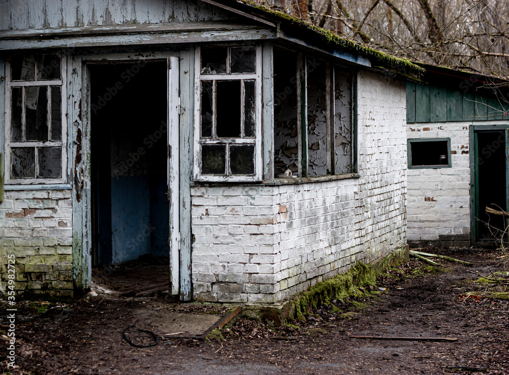 Abandoned house in Zalissya within The radioactive Chernobyl exclusion zone . Abandoned house in Zalissya within The radioactive Chernobyl exclusion zone .