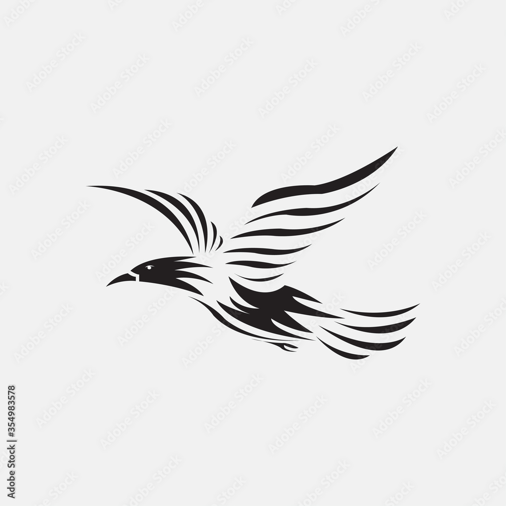 Obraz premium Flying eagle black illustration of vector design