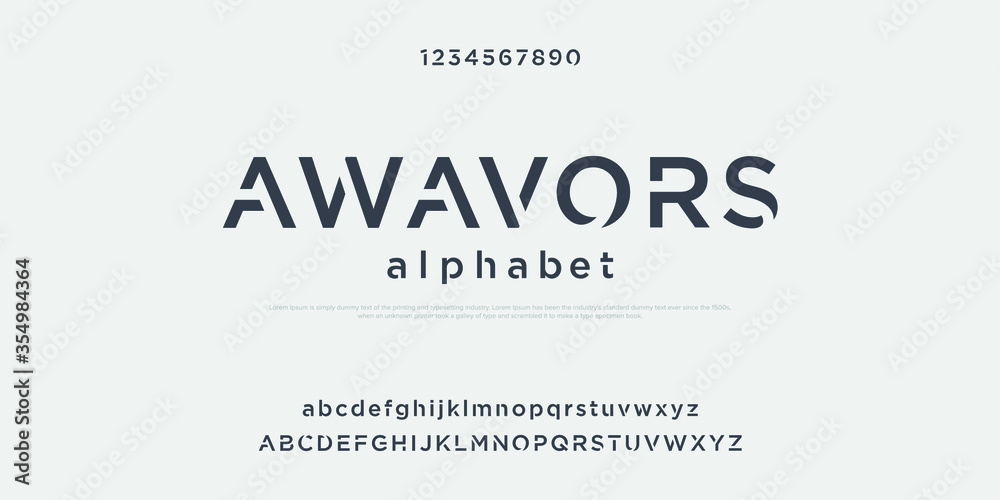 futuristic minimalist display font design, alphabet, typeface, letters and numbers, typography.