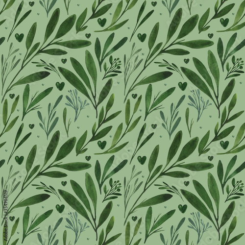 Spring seamless pattern, green and white background for your wedding. 