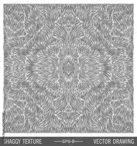 Shaggy texture. Simple and quality monochrome furry pattern. Vector handmade print