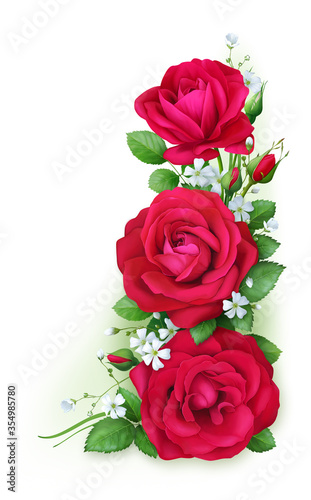 Bouquet of three red roses