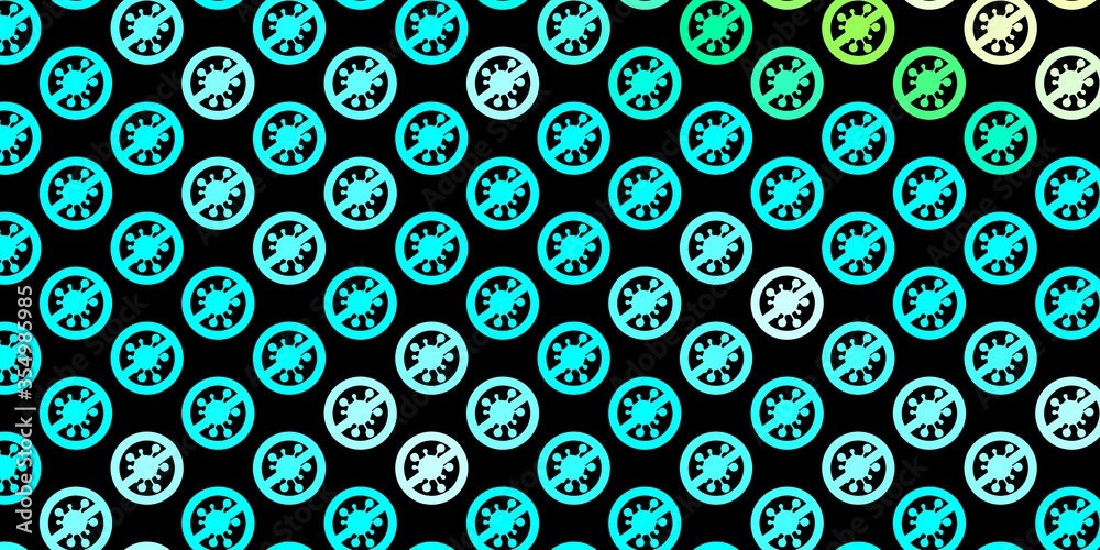 Dark Blue, Green vector background with covid-19 symbols. Dark Blue, Green vector background with covid-19 symbols.