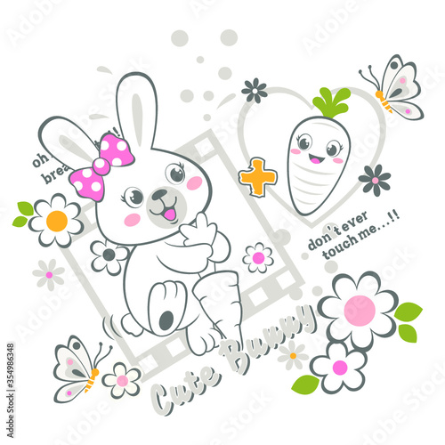 cute bunny vector cartoon illutration