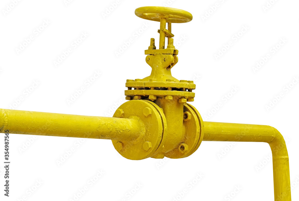 metal pipe with valve on a white metal pipe with valve on a white