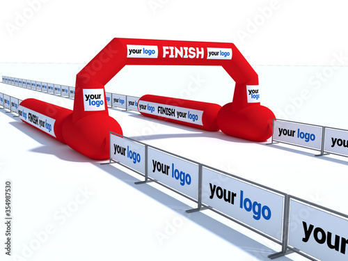 Inflatable start and finish line arch illustrations - Inflatable archways suitable for outdoor sport events 3d render