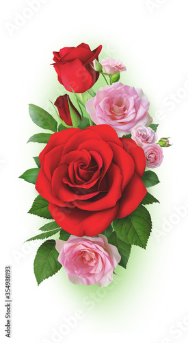 Bouquet with red and pink roses