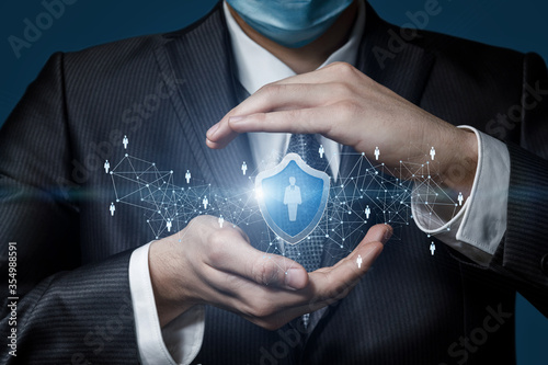 Billede på lærred Concept of saving and protecting human resources during a pandemic at work