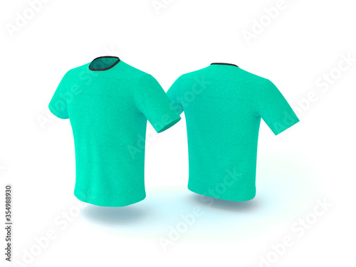 Blue T-shirt template, isolated on background. Men's realistic T-shirt mockup 3d render