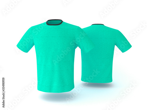 Blue T-shirt template, isolated on background. Men's realistic T-shirt mockup 3d render