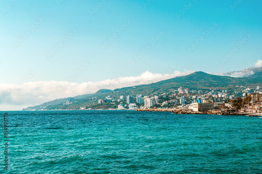 Landscape view of the mountain AI-Petri, Yalta, Crimea. Seascape