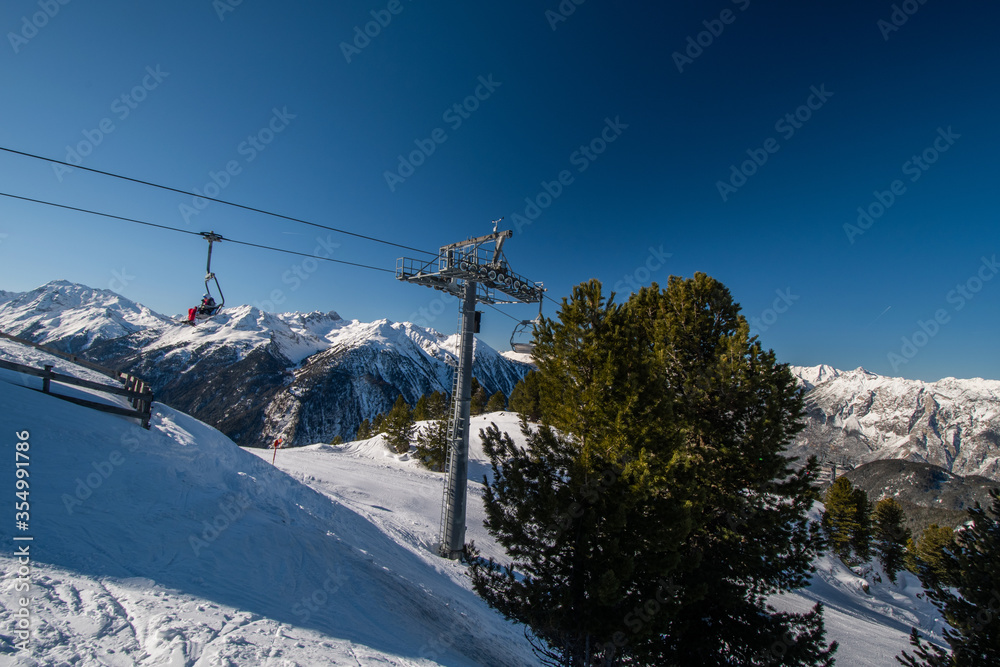 Ski lift on mountain Acherkogel in Austria
