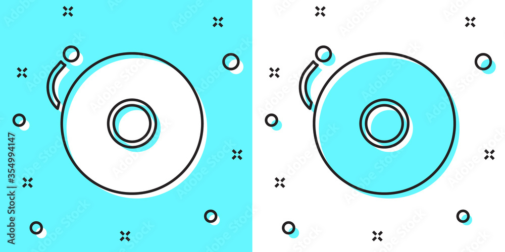 Black line Ringing alarm bell icon isolated on green and white background. Alarm symbol, service bell, handbell sign, notification symbol. Random dynamic shapes. Vector Illustration Black line Ringing alarm bell icon isolated on green and white background. Alarm symbol, service bell, handbell sign, notification symbol. Random dynamic shapes. Vector Illustration