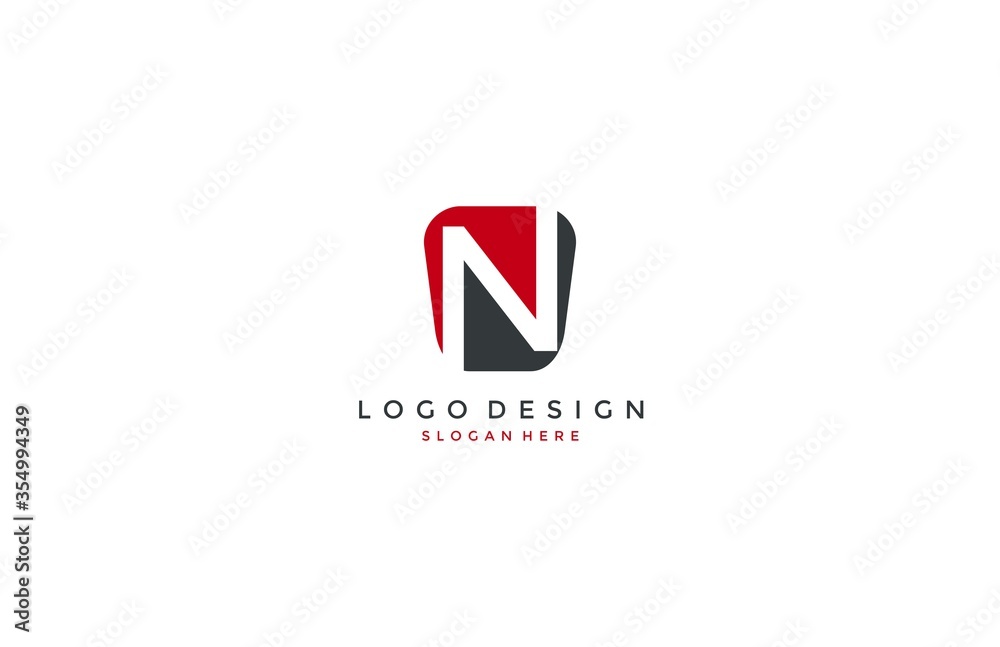 Letter N Logo Design Inside Modern Abstract Shape Letter N Logo Design Inside Modern Abstract Shape
