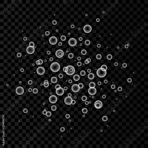 Underwater fizzing oxygen  bubbles on transparent  background.