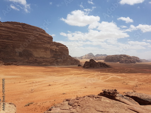 The endless expanses of the desert landscape of Wadi Rum  Jordan