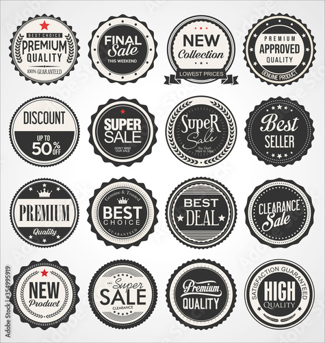 Retro vintage badges and labels black collection 