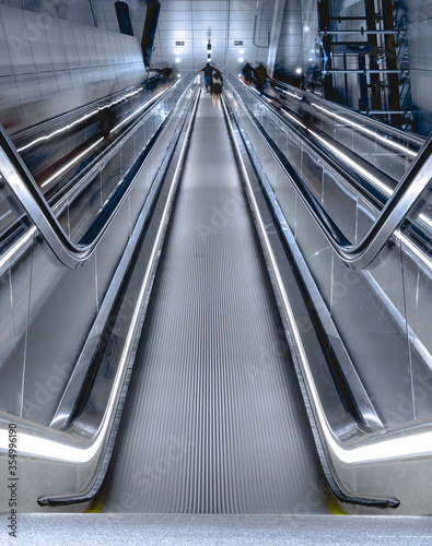 moving escalator in metro station