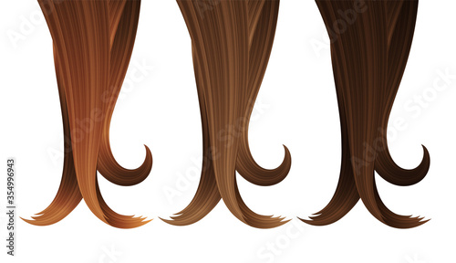 Locks of Hair in Various Colors. Vector Realistic 3d Illustration. Design Element for Hairdressers