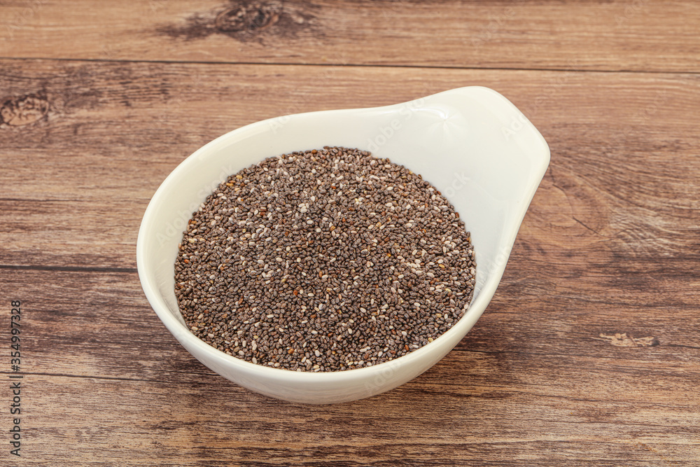 Seasoning chia seeds in the bowl Seasoning chia seeds in the bowl