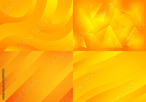 Set of Yellow Backgrounds. Vector Abstract Minimalist Patterns. Modern Geometric Wallpapers © Briddy
