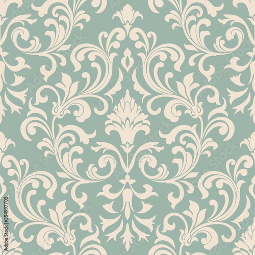  Seamless Turkish  pattern. Vintage floral pattern in Eastern style. Seamless damask background  for ceramic tile, wallpaper, linoleum, textile, web page background. Vector