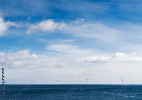 Windfarm in North East England with copy space