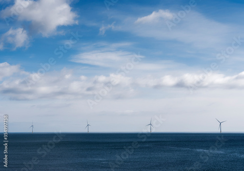 Windfarm in North East England with copy space