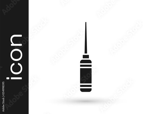 Grey Awl tool with wooden handle icon isolated on white background. Work equipment tailor industry. Vector Illustration