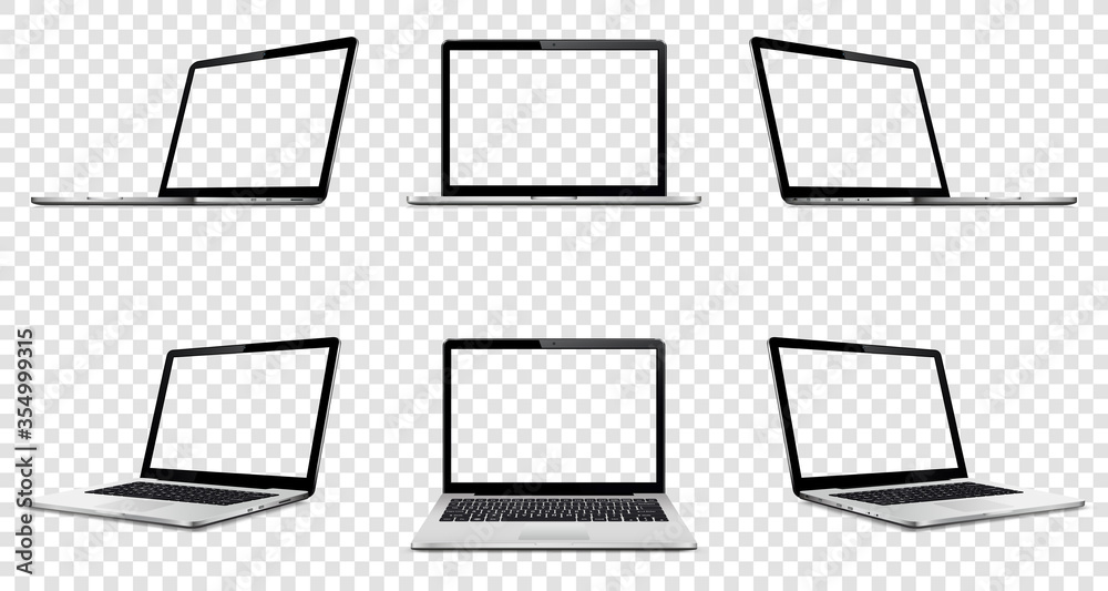 Laptop with transparent screen on transparent background. Perspective, top  and front laptop view with transparent screen. Stock Vector | Adobe Stock