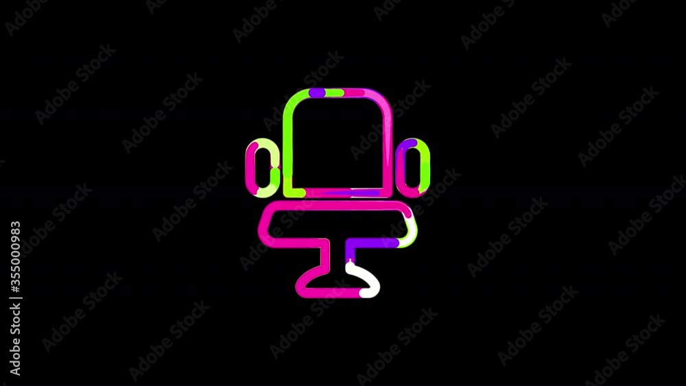 Circles gather in symbol chair office. After it crumbles in a line and moves to the camera. Alpha channel black Circles gather in symbol chair office. After it crumbles in a line and moves to the camera. Alpha channel black