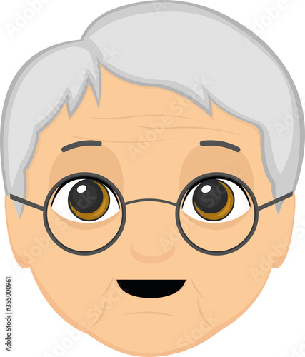 Vector illustration of a grandmother's face cartoon
