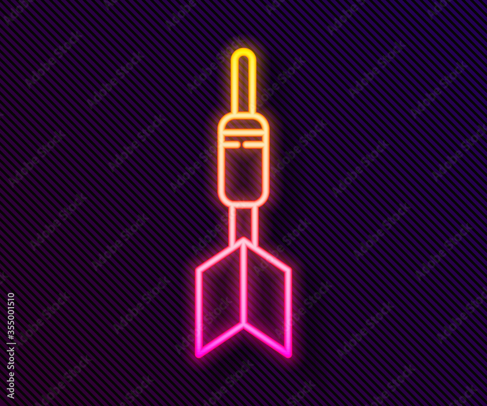 Glowing neon line Dart arrow icon isolated on black background. Vector Illustration Glowing neon line Dart arrow icon isolated on black background. Vector Illustration