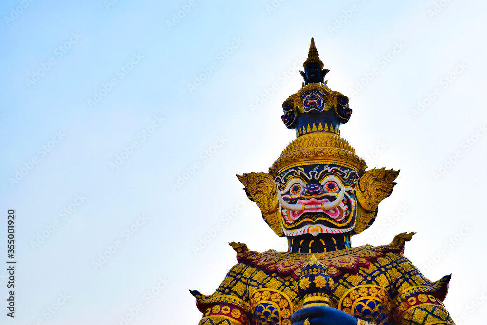 Fototapeta premium Close-up giant guardian statue in Bangkok Thailand.