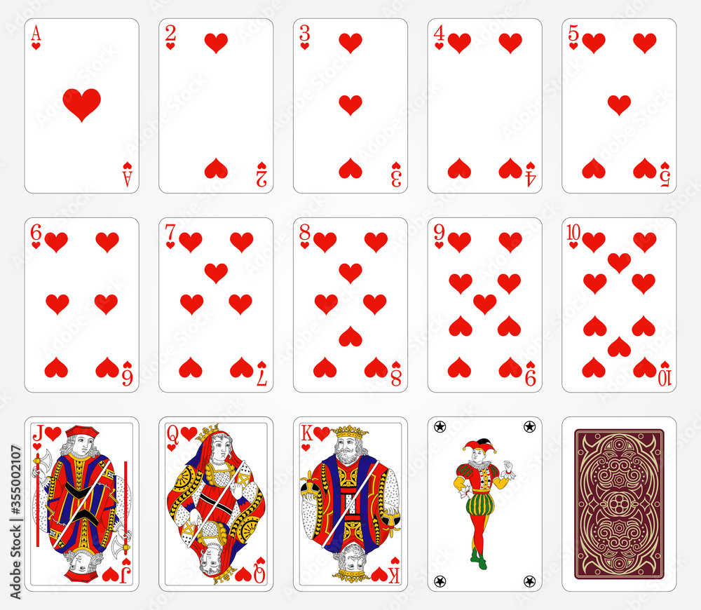 Playing cards of Hearts on a white background. Vector illustration. Original design. Playing cards of Hearts on a white background. Vector illustration. Original design.