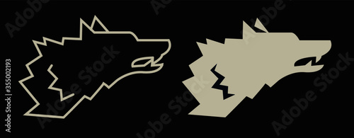 Silhouette of a wolf, Thin line wolf