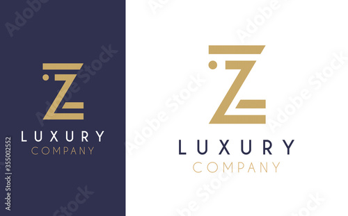 Premium Vector Z Logo in two colour variations. Beautiful Logotype design for luxury company branding. Elegant identity design in blue and gold. photo