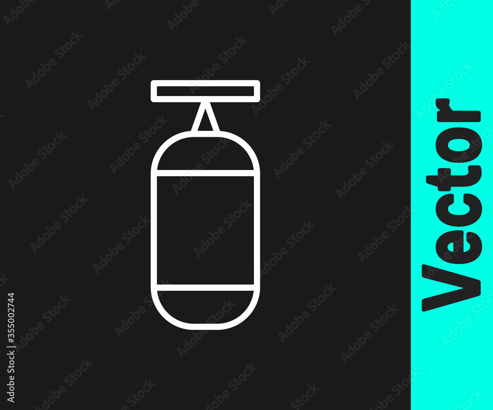 White line Punching bag icon isolated on black background. Vector Illustration White line Punching bag icon isolated on black background. Vector Illustration