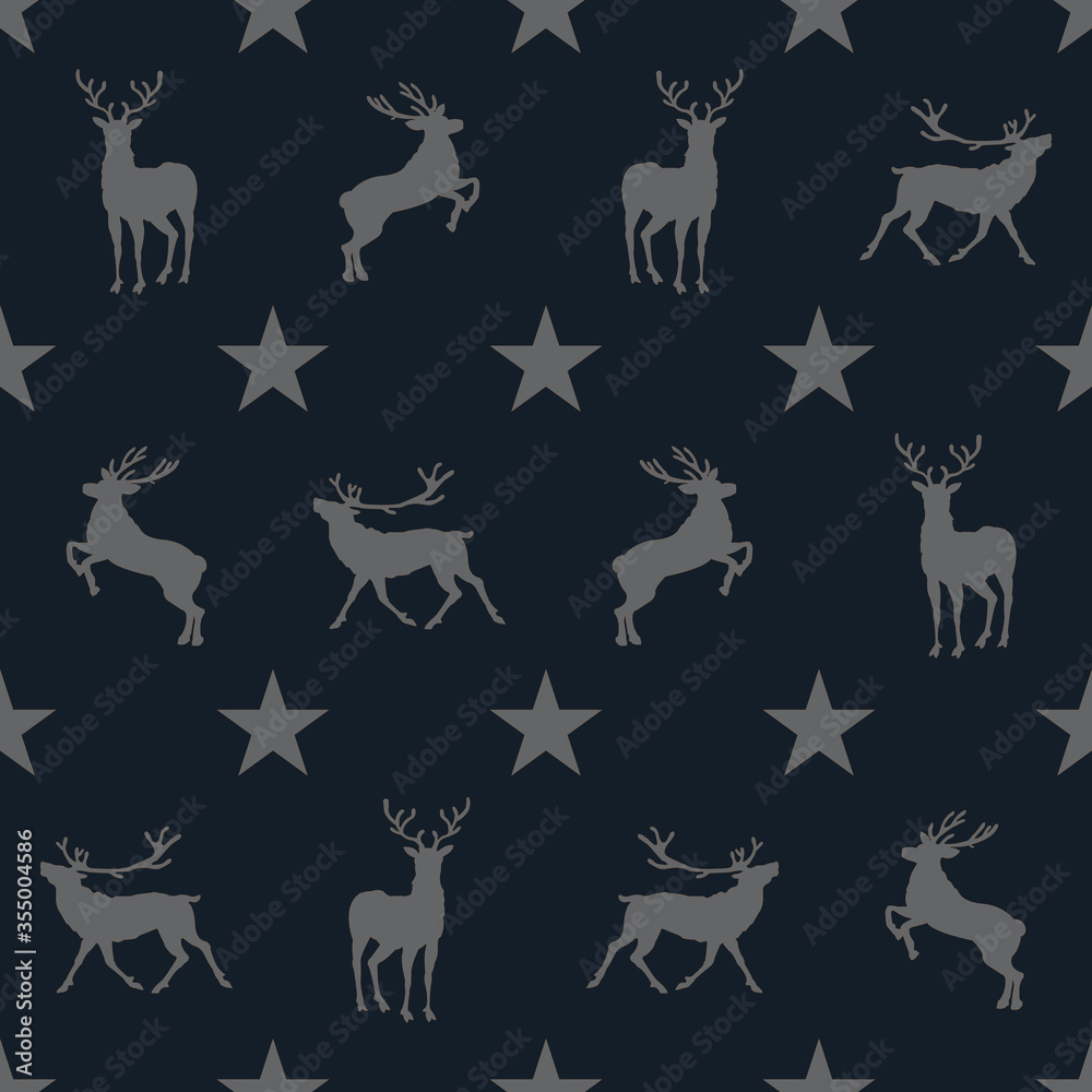 Fototapeta premium Seamless Vector of deer and star. Vector illustration art.