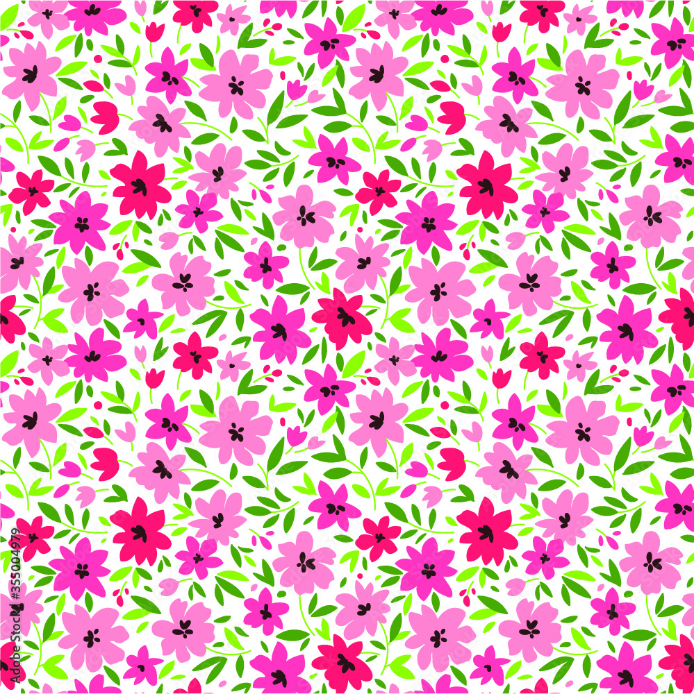 Elegant floral pattern in small pink flower. Liberty style. Floral seamless background for fashion prints.
