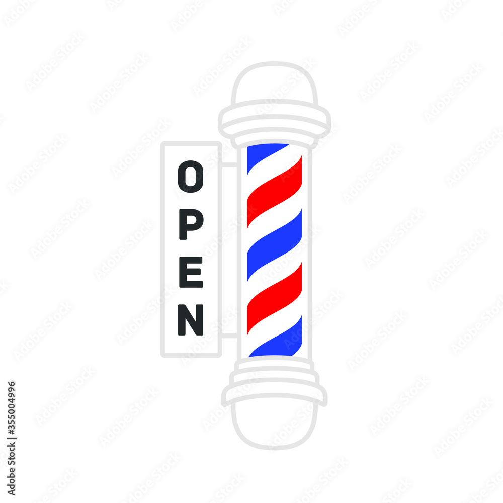 Barbershop Salon Vector Open Business Sign Illustration Background