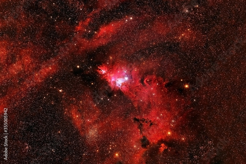 Beautiful space, red nebula. Elements of this image were furnished by NASA.