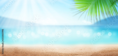 Summer tropical sea, sunny sky and sand beach
