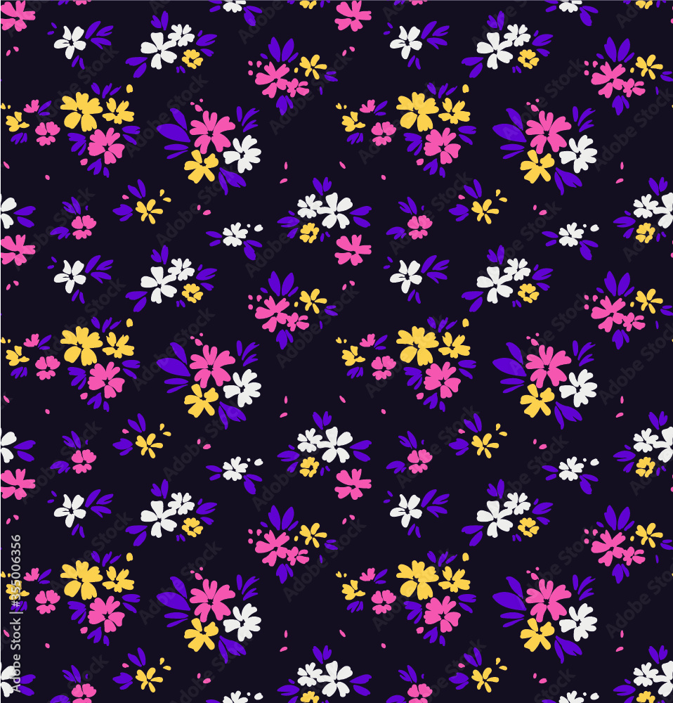 Elegant pattern in small flowers are scattered on the surface. Liberty style. Floral seamless background. Ditsy print. Vector texture. A bouquet of spring flowers for fashion prints. Elegant pattern in small flowers are scattered on the surface. Liberty style. Floral seamless background. Ditsy print. Vector texture. A bouquet of spring flowers for fashion prints.