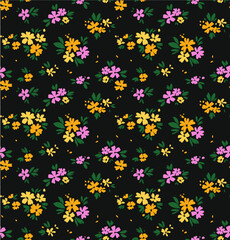 Keuken achterwand Kleine bloemen patronen Simple cute pattern in small yellow and lilac flowers on dark gray background. Liberty style. Ditsy print. Floral seamless background. The elegant the template for fashion prints.  © ann_and_pen
