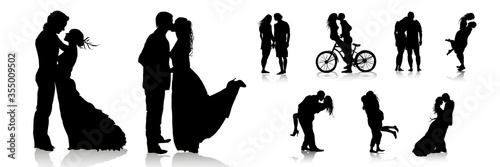 Romantic couples silhouettes. Love couple
