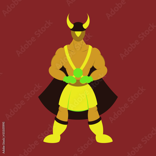 Man superhero . Superhero Standing . Icon in Flat style