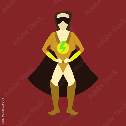 Superhero woman.Female cartoon character . Icon in flat style