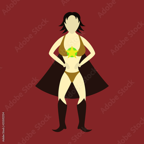 Superhero woman.Female cartoon character . Icon in flat style