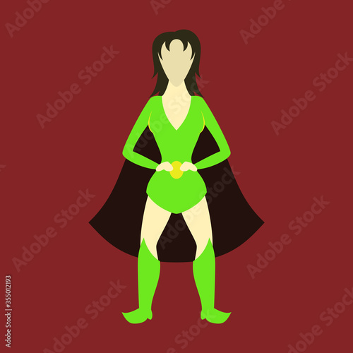 Superhero woman.Female cartoon character . Icon in flat style
